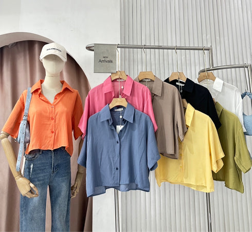 MATINEE Solid Color Crop Tops